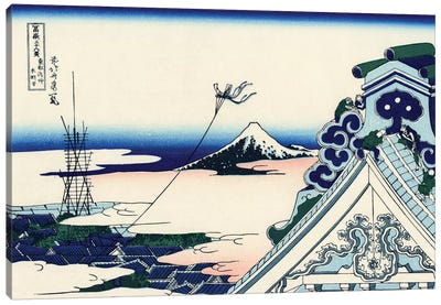Asakusa Honganji Temple In The Eastern Capital, c.1830 Canvas Art Print - Katsushika Hokusai