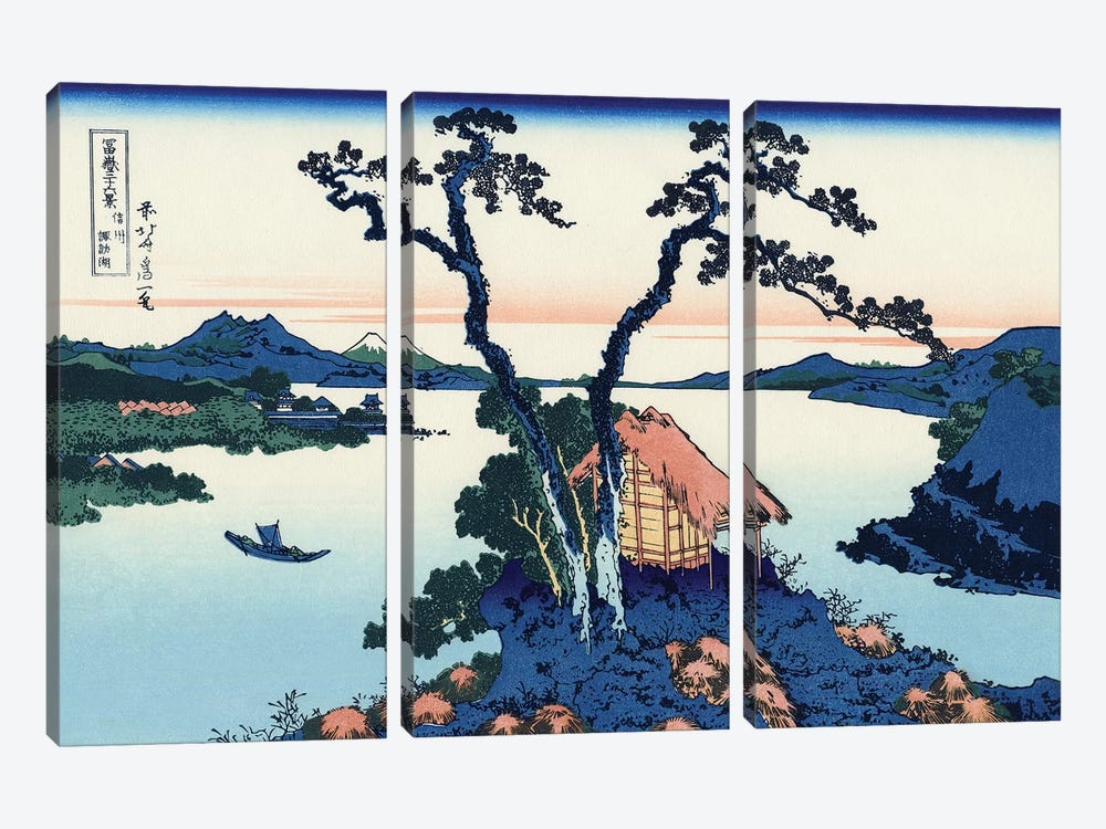 Lake Suwa In The Shinano Province, c.1830 by Katsushika Hokusai 3-piece Canvas Artwork