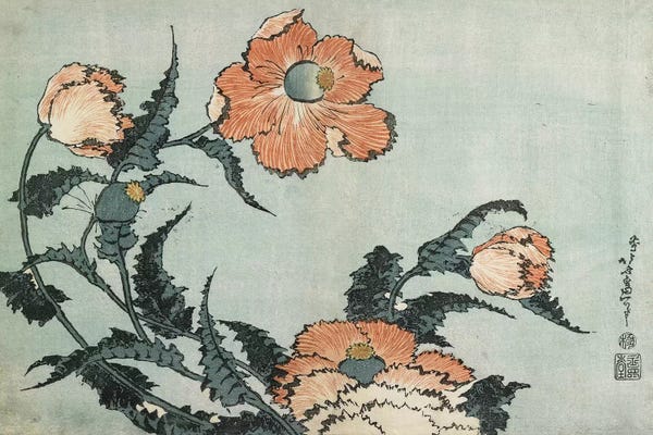 Ukiyo-e: Poppies, c.1832 by Katsushika Hokusai