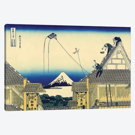 Sketch Of A Mitsui Shop On Suruga Street In Edo, c.1830 Canvas Print #BMN7158} by Katsushika Hokusai Canvas Wall Art