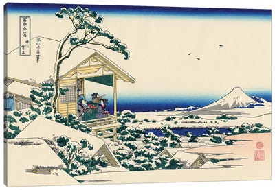 Tea House At Koishikawa, The Morning After Snowfall, c.1830 Canvas Art Print - Katsushika Hokusai