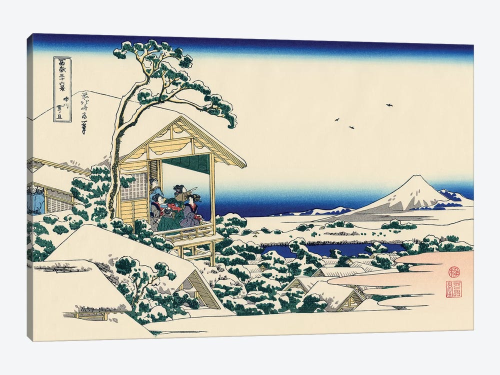 Tea House At Koishikawa, The Morning After Snowfall, c.1830 by Katsushika Hokusai 1-piece Canvas Wall Art