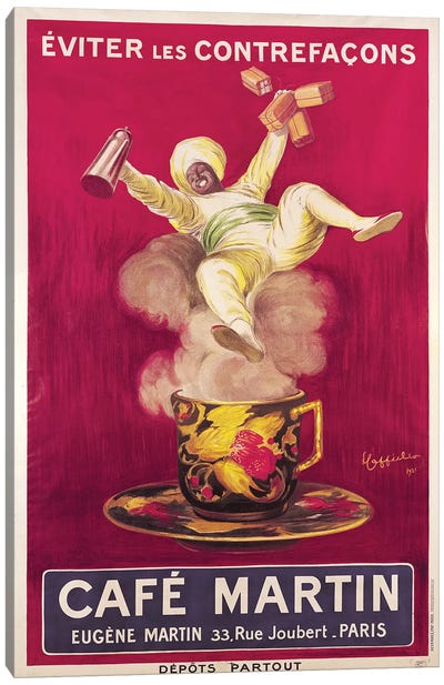 Café Martin Coffee Advertisement, 1921 Canvas Art Print - Restaurant
