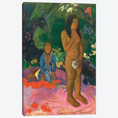 Parau na te Varua Ino (Words Of The Devil), 1892 Canvas Print #BMN7169} by Paul Gauguin Art Print