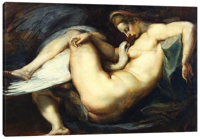 Leda And The Swan Canvas Art Print - Baroque Art