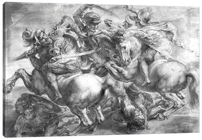 The Battle Of Anghiari (after Leonardo da Vinci) Canvas Art Print - Military Art