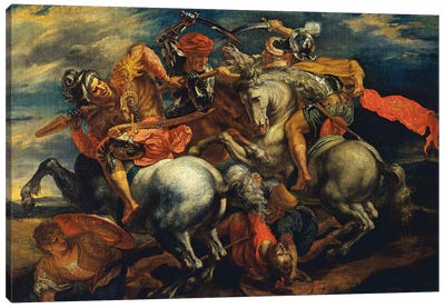 The Battle Of Anghiari (The Fight For The Standard) Canvas Art Print - Soldier