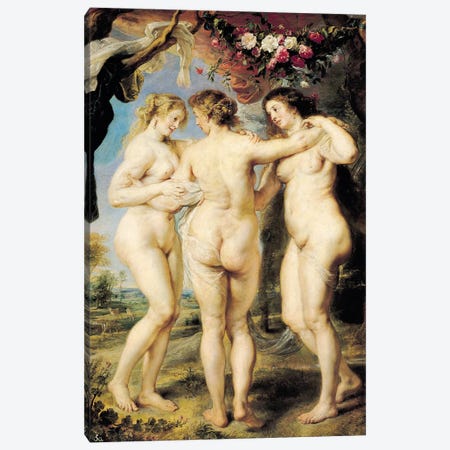 The Three Graces, c.1636-39 Canvas Print #BMN7179} by Peter Paul Rubens Canvas Wall Art