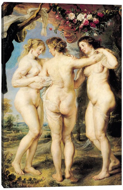 The Three Graces, c.1636-39 Canvas Art Print - Peter Paul Rubens