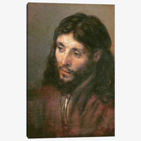 Head Of Christ, c.1648 (Gemaldegalerie) Canvas Print #BMN7193} by Rembrandt van Rijn Canvas Artwork