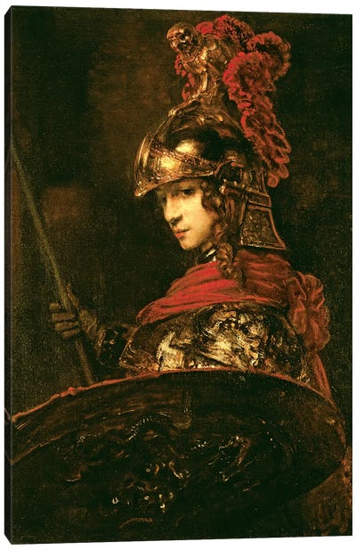 Pallas Athena (Armoured Figure), 1664-65 Canvas Art Print - Dutch Golden Age Art
