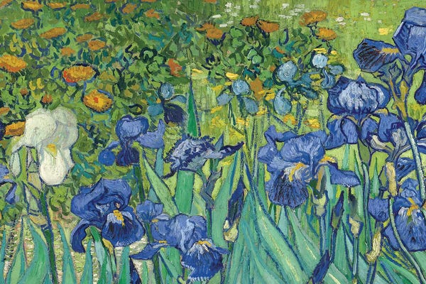 Post-Impressionism: Detail Of Center-Left, Irises, 1889 by Vincent van Gogh
