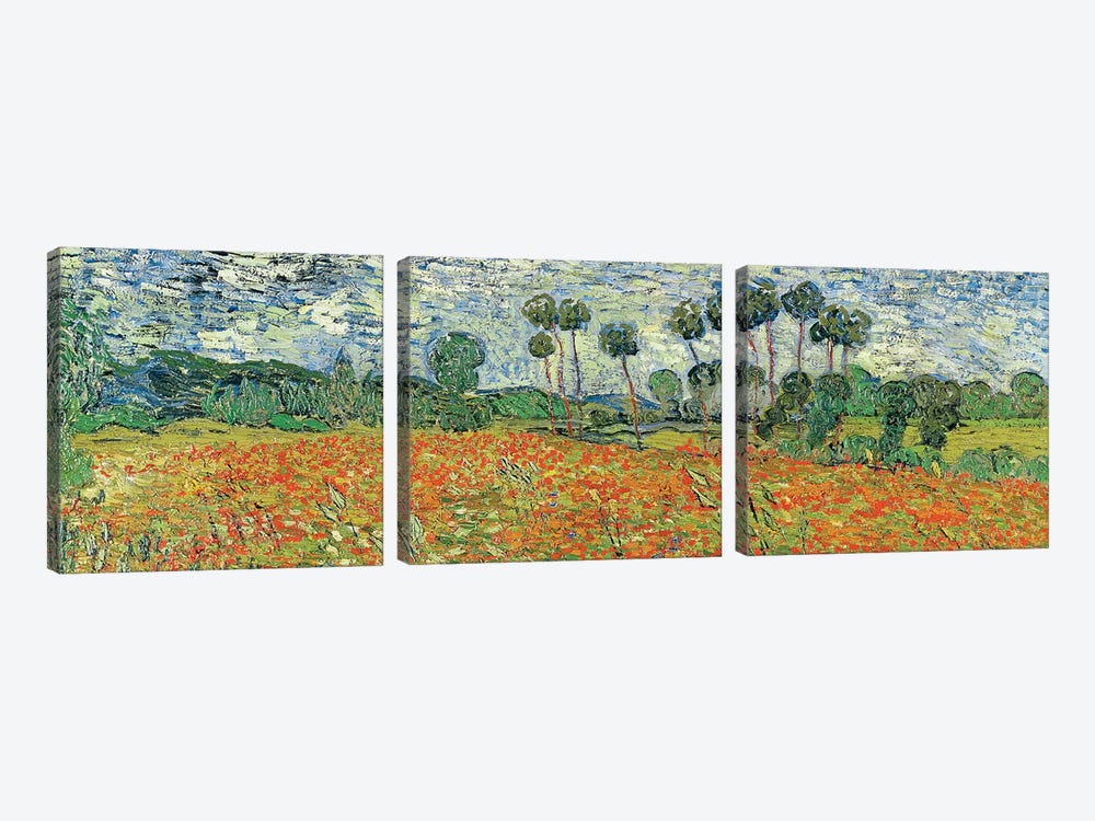 Field Of Poppies, Auvers-sur-Oise, 1890 by Vincent van Gogh 3-piece Art Print