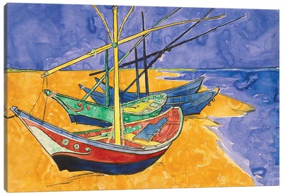 Fishing Boats On The Beach At Saintes-Maries-de-la-Mer (State Hermitage Museum, Saint Petersburg, Russia) Canvas Art Print - Post-Impressionism Art