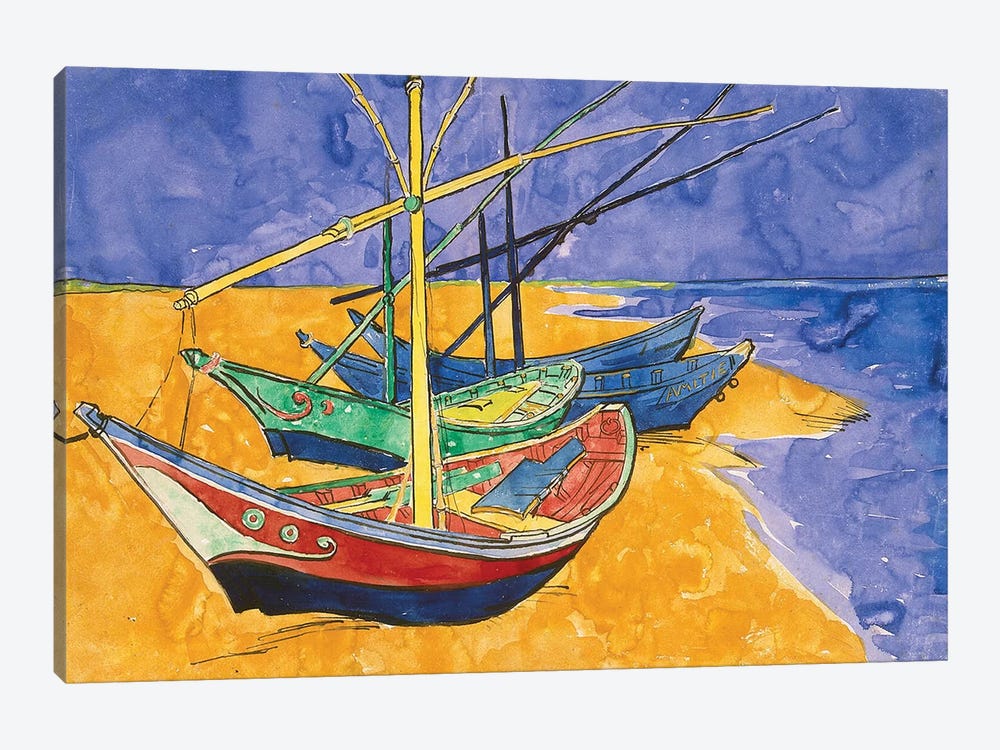Fishing Boats On The Beach At Saintes-Maries-de-la-Mer (State Hermitage Museum, Saint Petersburg, Russia) by Vincent van Gogh 1-piece Canvas Art