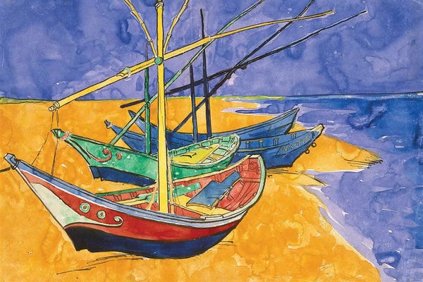 All Things Van Gogh: Fishing Boats On The Beach At Saintes-Maries-de-la-Mer (State Hermitage Museum, Saint Petersburg, Russia) by Vincent van Gogh