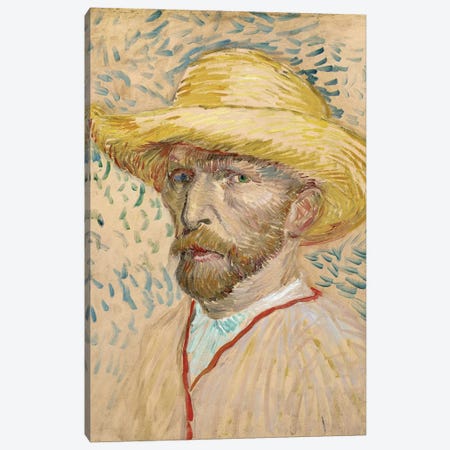 Self Portrait With Straw Hat, Summer 1887 Canvas Print #BMN7221} by Vincent van Gogh Canvas Artwork