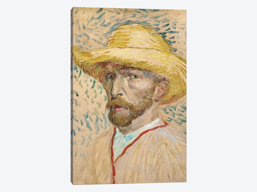 Self Portrait With Straw Hat, Summer 1887 by Vincent van Gogh 1-piece Canvas Art Print