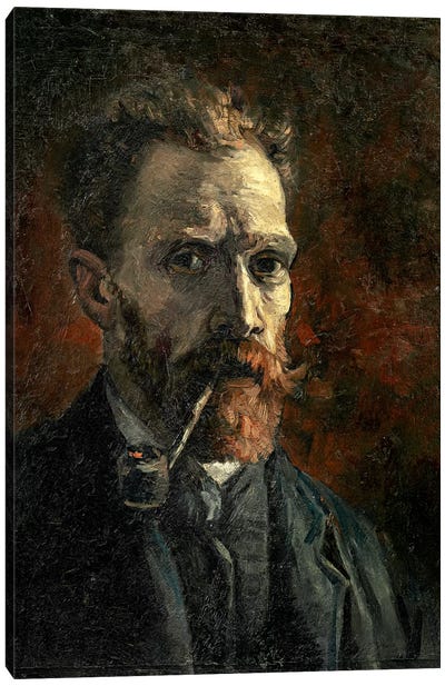 Self-Portrait With Pipe, 1886 Canvas Art Print - Vincent van Gogh