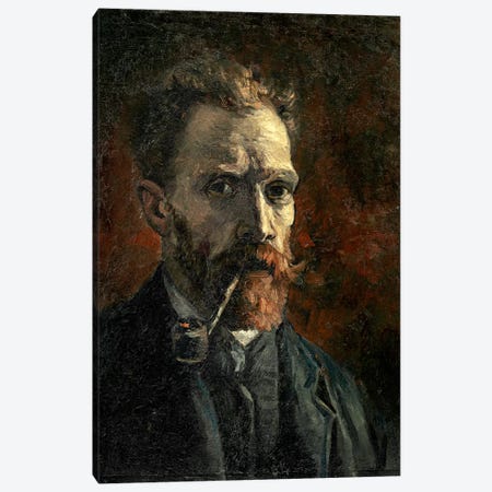 Self-Portrait With Pipe, 1886 Canvas Print #BMN7223} by Vincent van Gogh Canvas Wall Art