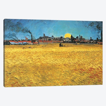 Sunset: Wheat Fields Near Arles, 1888 Canvas Print #BMN7225} by Vincent van Gogh Canvas Art Print