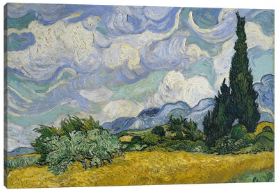 Wheat Field With Cypresses, June-July 1889 (Metropolitan Museum Of Art, NYC) Canvas Art Print - Large Scenic & Landscape Art