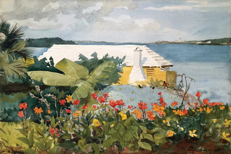 Flower Garden And Bungalow, Bermuda, 1889 by Winslow Homer wall art