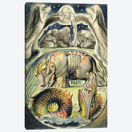 Behemoth And Leviathan (after William Blake) Canvas Print #BMN7254} by John Linnell Canvas Art