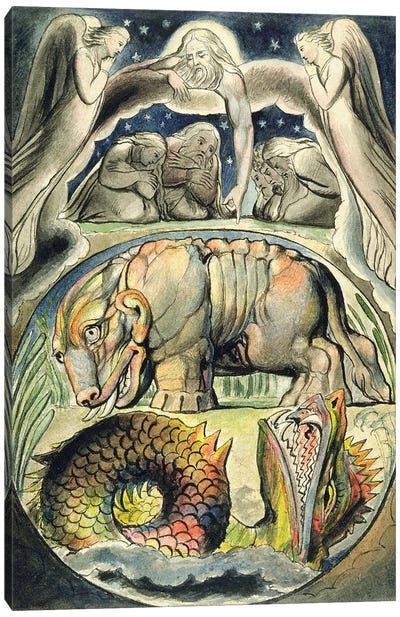 Behemoth And Leviathan (after William Blake) Canvas Art Print