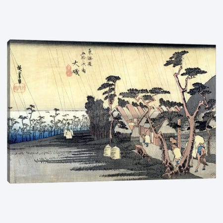 Oiso: Toraga Ame Shower, 1834-35 (Musee des Beaux-Arts, Angers) Canvas Print #BMN7265} by Utagawa Hiroshige Art Print