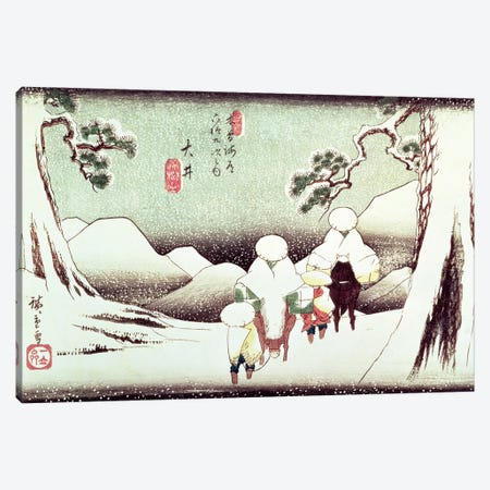 Travellers In The Snow At Oi (Victoria & Albert Museum) Canvas Print #BMN7273} by Utagawa Hiroshige Art Print