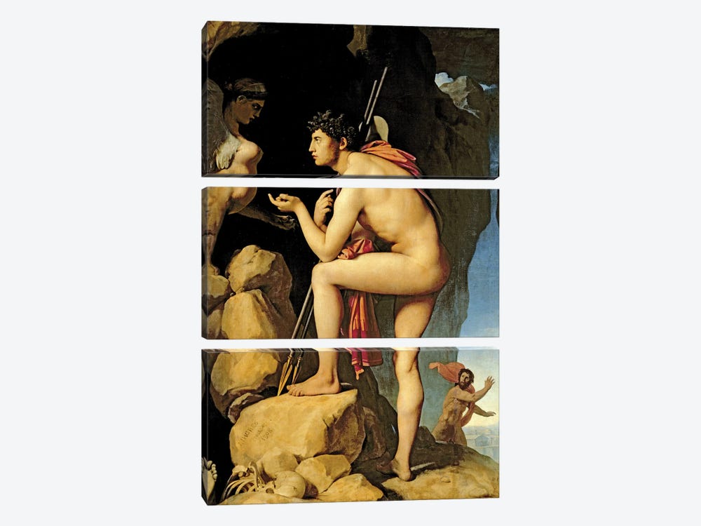 Oedipus And The Sphinx, 1808 by Jean-Auguste-Dominique Ingres 3-piece Canvas Print