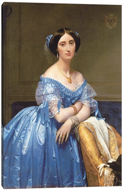 Portrait Of Princesse de Broglie, 1853 Canvas Art Print - Neoclassicism Art