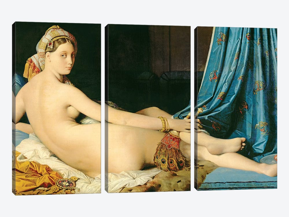 The Grande Odalisque, 1814 by Jean-Auguste-Dominique Ingres 3-piece Canvas Art Print