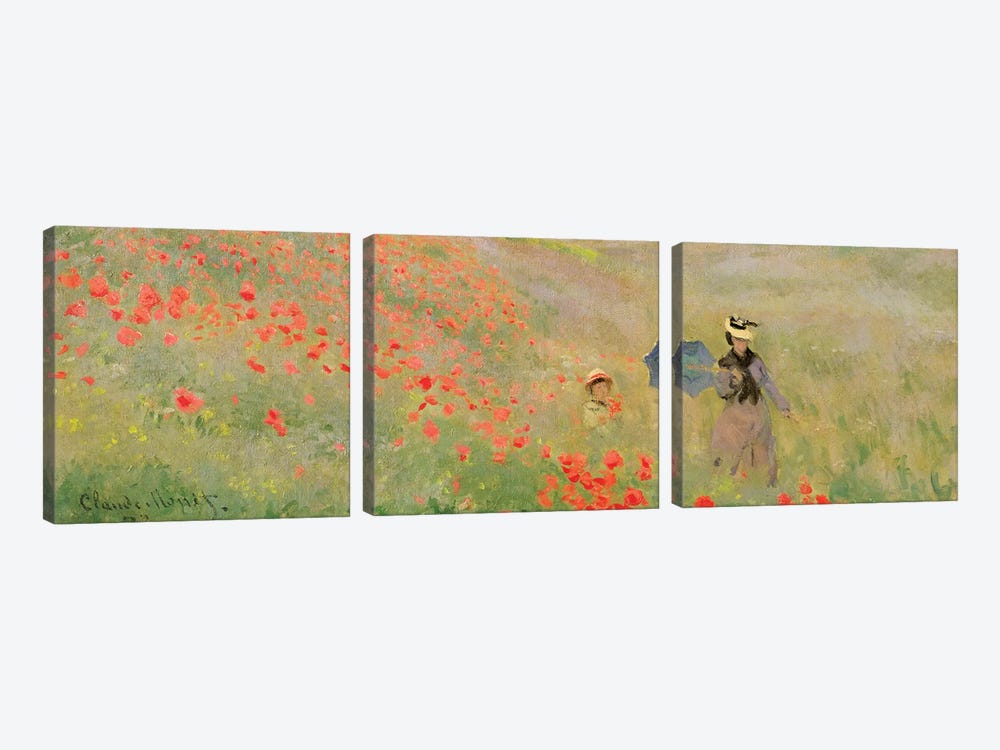 Wild Poppies, Near Argenteuil, 1873 3-piece Canvas Art Print