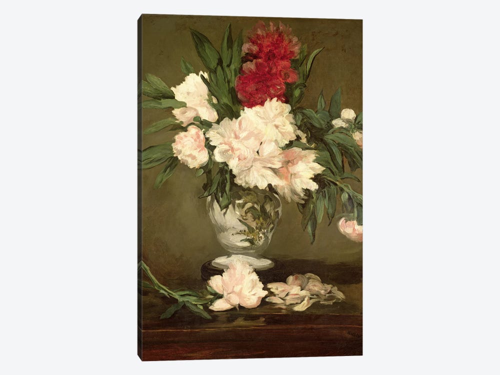 Vase of Peonies on a Small Pedestal, 1864  1-piece Canvas Art