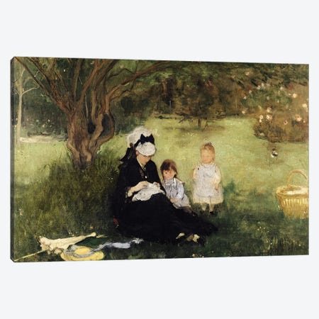 Beneath The Lilac At Maurecourt, 1874 Canvas Print #BMN7309} by Berthe Morisot Canvas Art Print