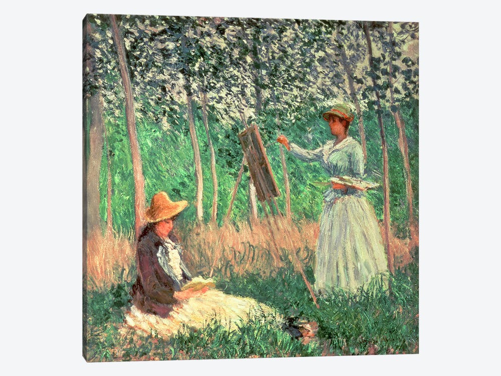 In the Woods at Giverny: Blanche Hoschede at her easel with Suzanne Hoschede reading, 1887  1-piece Art Print