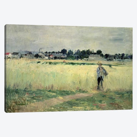 In The Wheatfield At Gennevilliers, 1875 Canvas Print #BMN7329} by Berthe Morisot Canvas Art Print