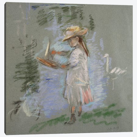 Julie In Pink By The Lakeside (Julie en Rose au Bord du Lac), 1886 Canvas Print #BMN7333} by Berthe Morisot Canvas Artwork