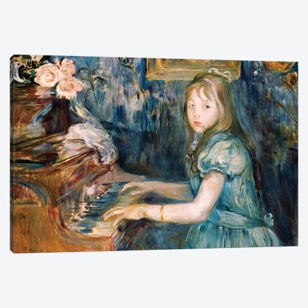 Lucie Leon At The Piano, c.1892 Canvas Print #BMN7341} by Berthe Morisot Canvas Print