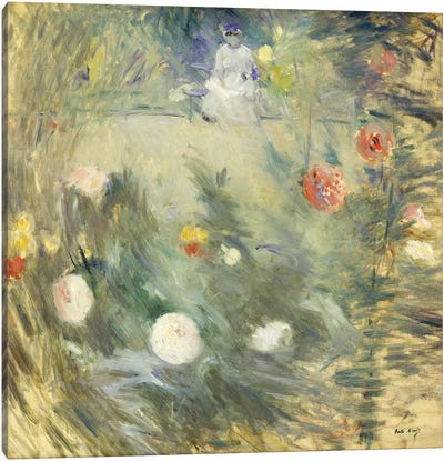 Nanny At The End Of The Garden (Nourrice au Fond d'un Jardin), 1880 Canvas Art Print - Berthe Morisot