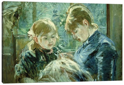 The Dressmaking Lesson (Le Lecon de Couture), 1884 Canvas Art Print - Berthe Morisot