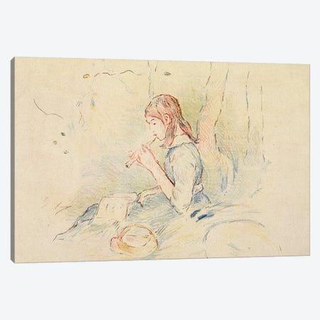 The Flageolet Player, 1890 Canvas Print #BMN7377} by Berthe Morisot Art Print