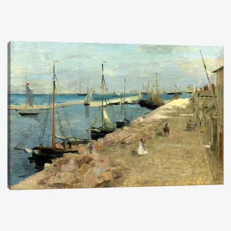 The Harbour At Cherbourg, 1871 Canvas Print #BMN7379} by Berthe Morisot Canvas Wall Art