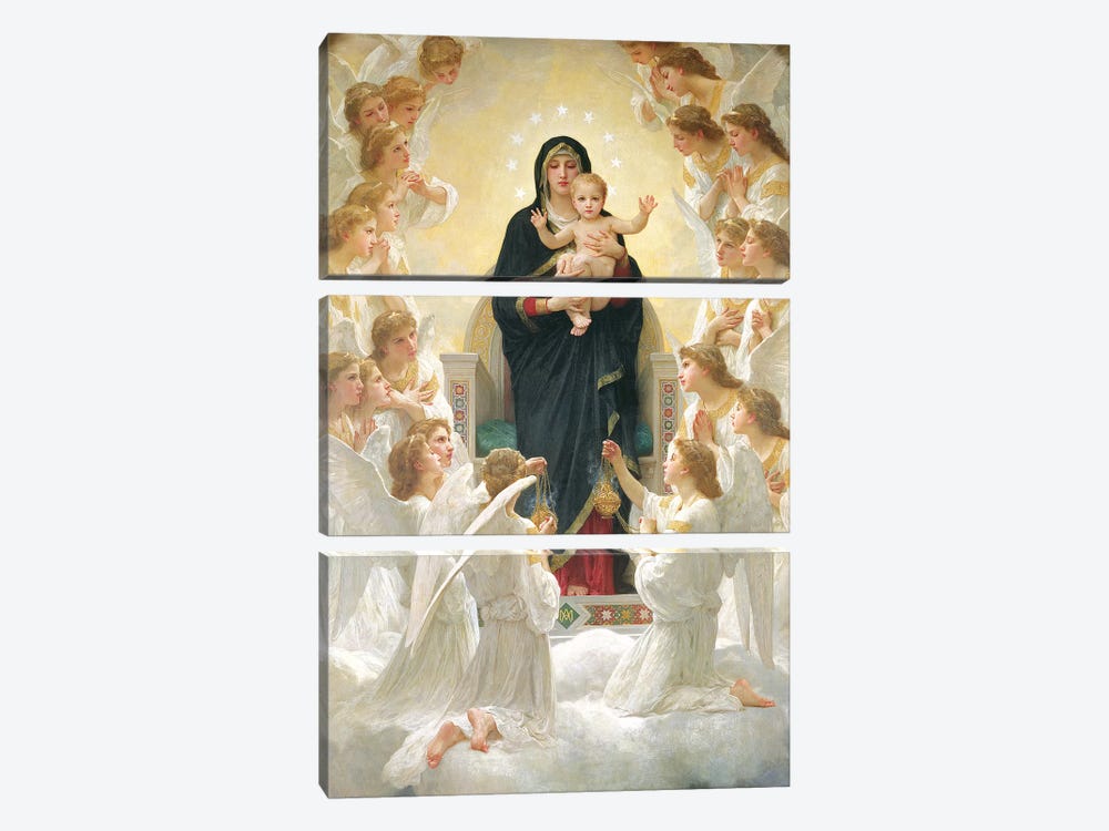 The Virgin with Angels, 1900  by William-Adolphe Bouguereau 3-piece Canvas Artwork