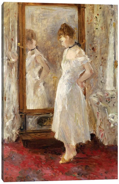 The Psyche Mirror, 1876 Canvas Art Print - Berthe Morisot