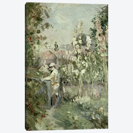 Young Boy In The Hollyhocks Canvas Print #BMN7402} by Berthe Morisot Canvas Wall Art