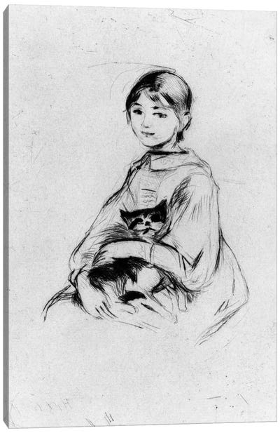 Young Girl (Julie Manet) With Cat, 1889 Canvas Art Print