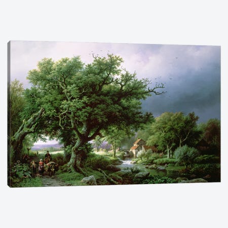 Landscape with a Mill Canvas Print #BMN740} by Barend Cornelis Koekkoek Art Print